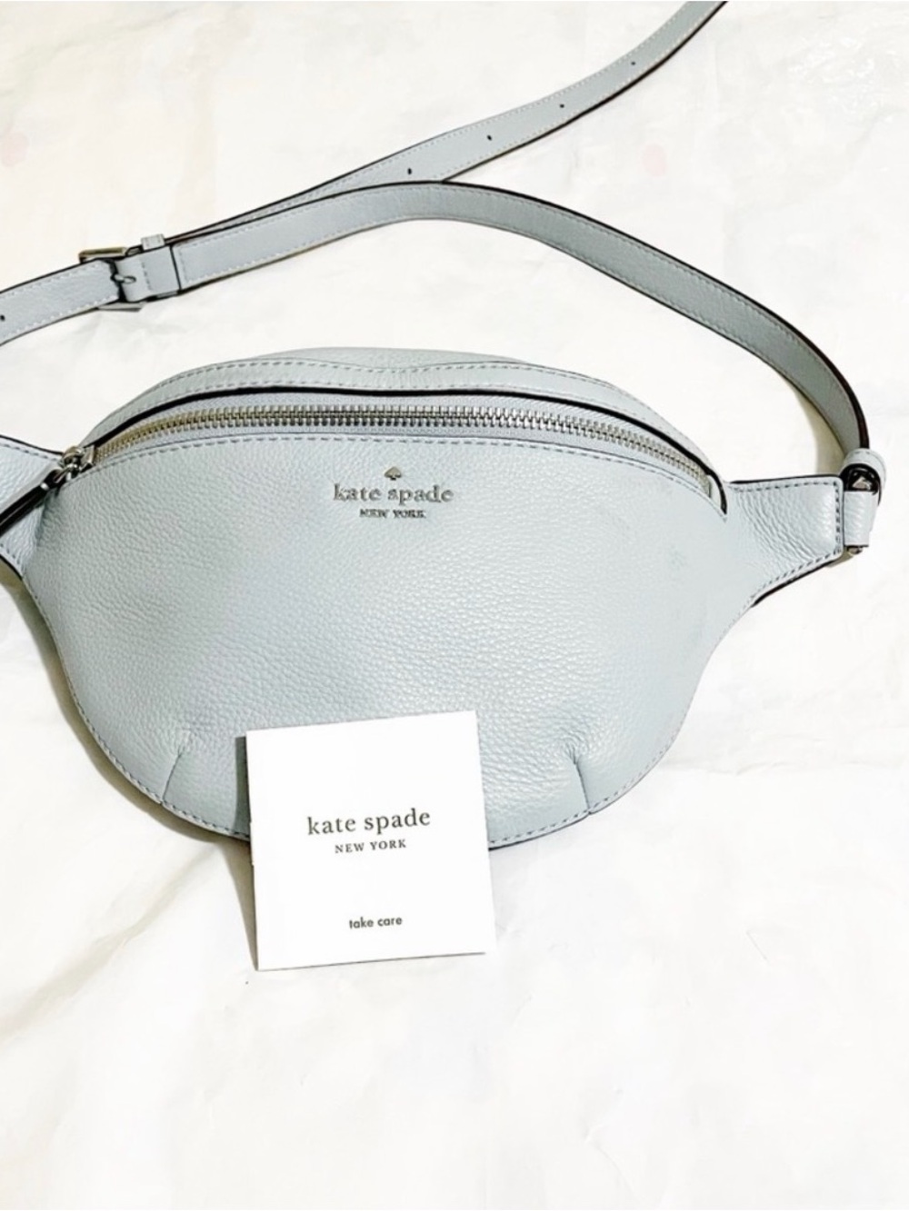 kate spade Pale Blue Pebbled Leather Crossbody Belt Bag